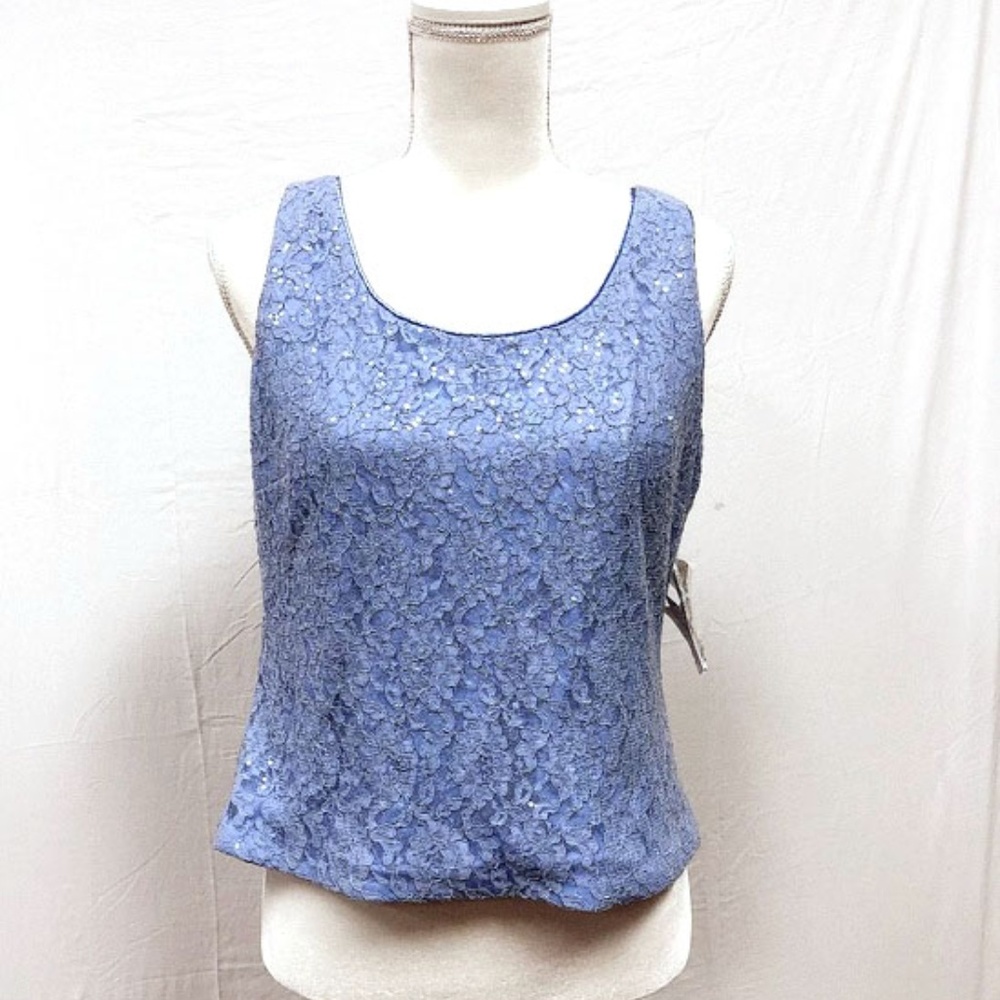 SLNY Blue Sequined top 12-NEW